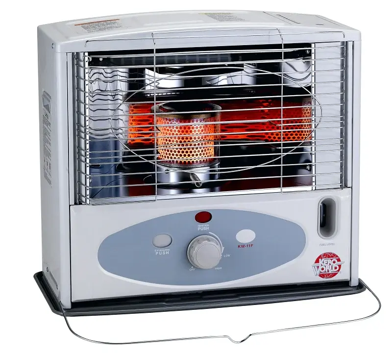 Kero World KW-11F Radiant Heater, 1 gal Fuel Tank, Kerosene, 10,000 Btu, 350 sq-ft Heating Area, Charcoal