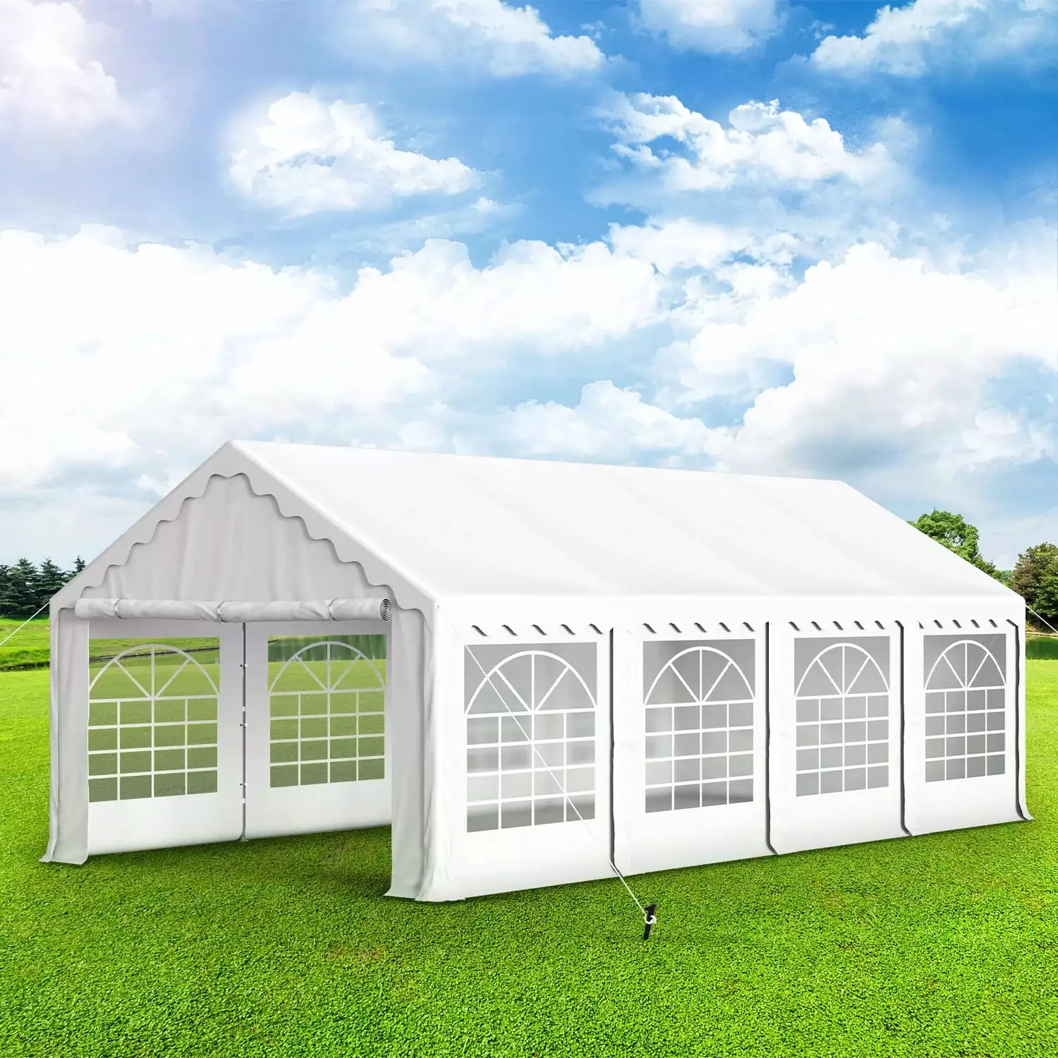 Summit Living 13x26 FT Party Tent Outdoor Canopy Tent 8 Sidewalls White