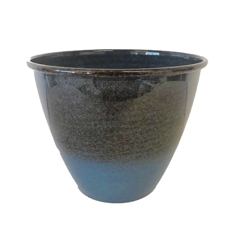 Robert Allen MPT02544 IronStone Mandalay Round Planter 10 Inch - Durable Outdoor Garden Pot