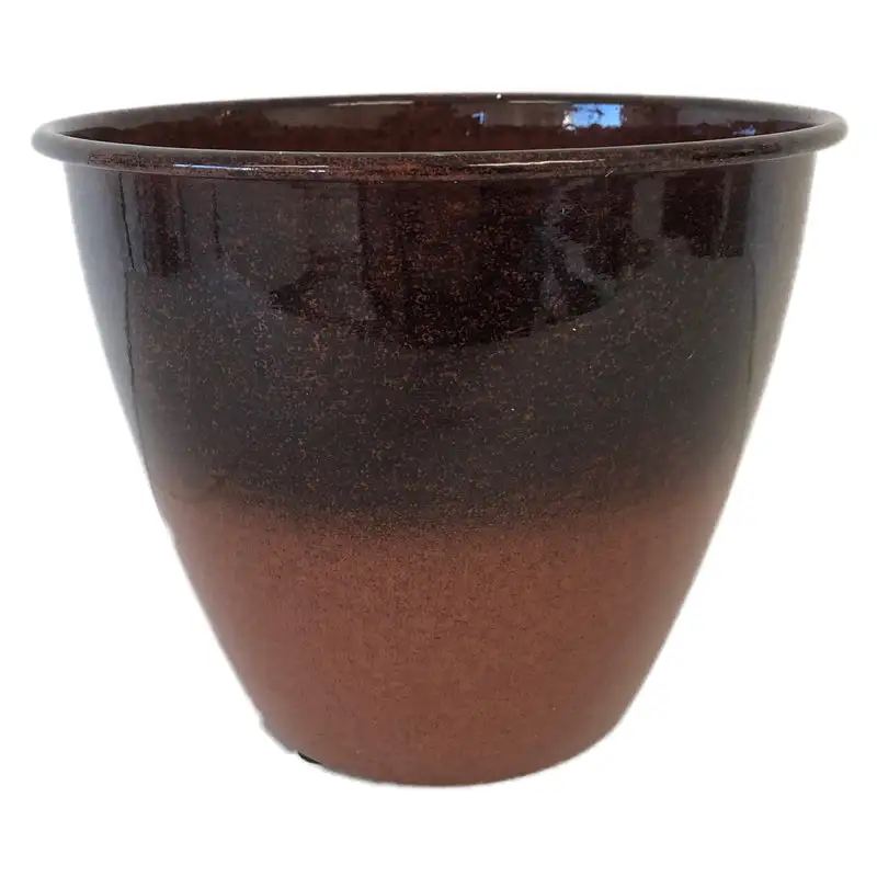 Robert Allen MPT02976 Dunbar Round Planter Black - Modern Outdoor Garden Decor