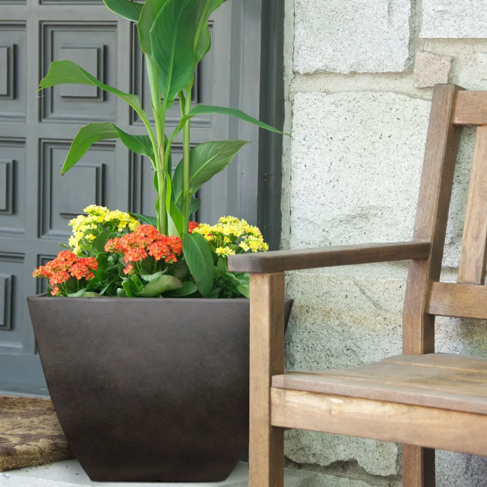 Southern Patio HDR-019275 16 Inch Coffee Newland Square Planter Outdoor Decor