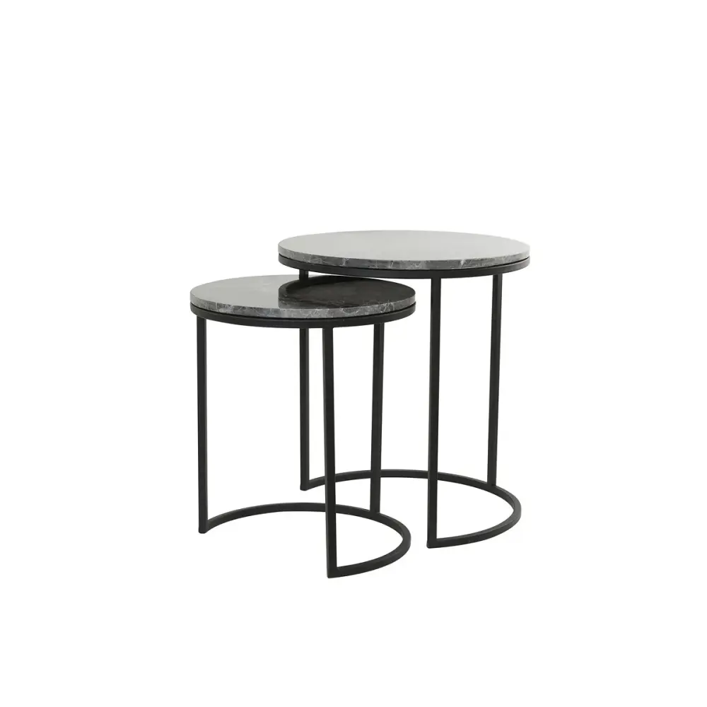 Alfio Set 2 Side Tables - Taupe Marble