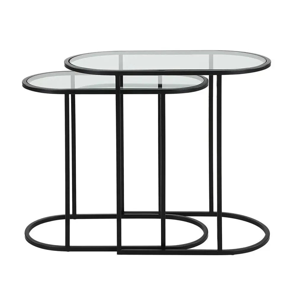 Folding Picnic Slide Nesting Side Tables - Jet-black