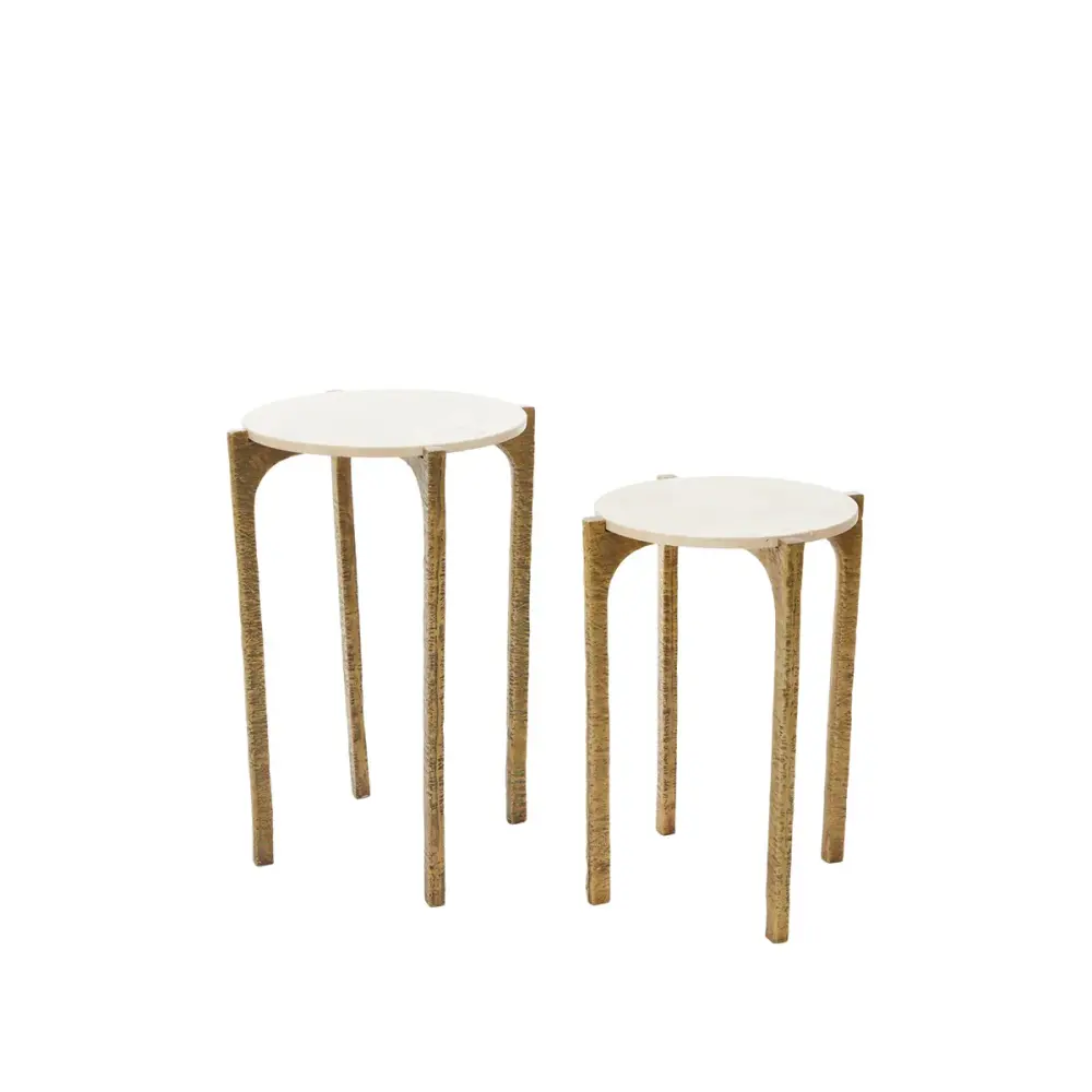 Kanae Set 2 Travertine Side Tables - Sand