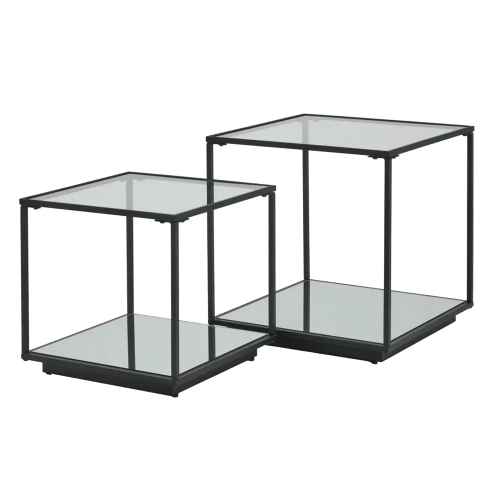 Lennox Framed Adjust 2 Side Tables - Black