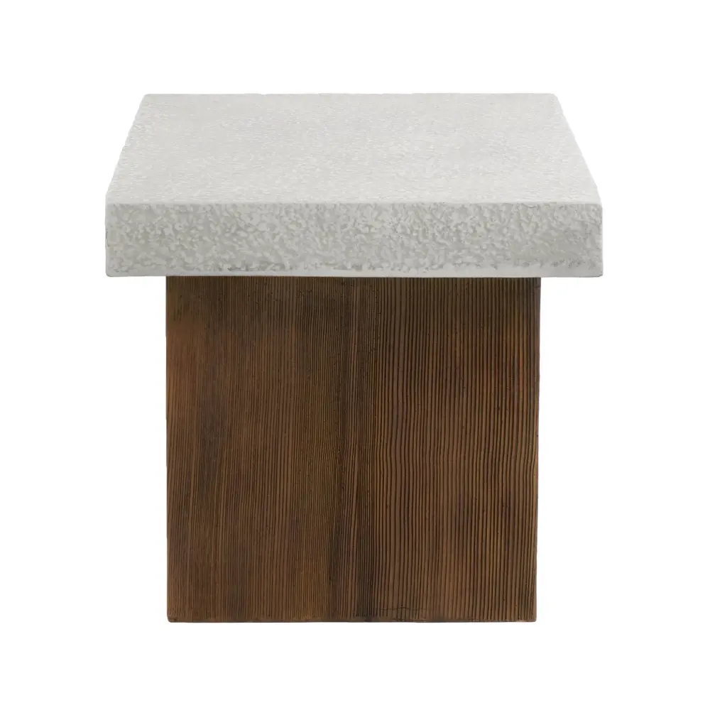 Mgo Square Side Table Faux Stone Top And Wood Frame - Antique White / Wholesome Wood Umbrella Hole