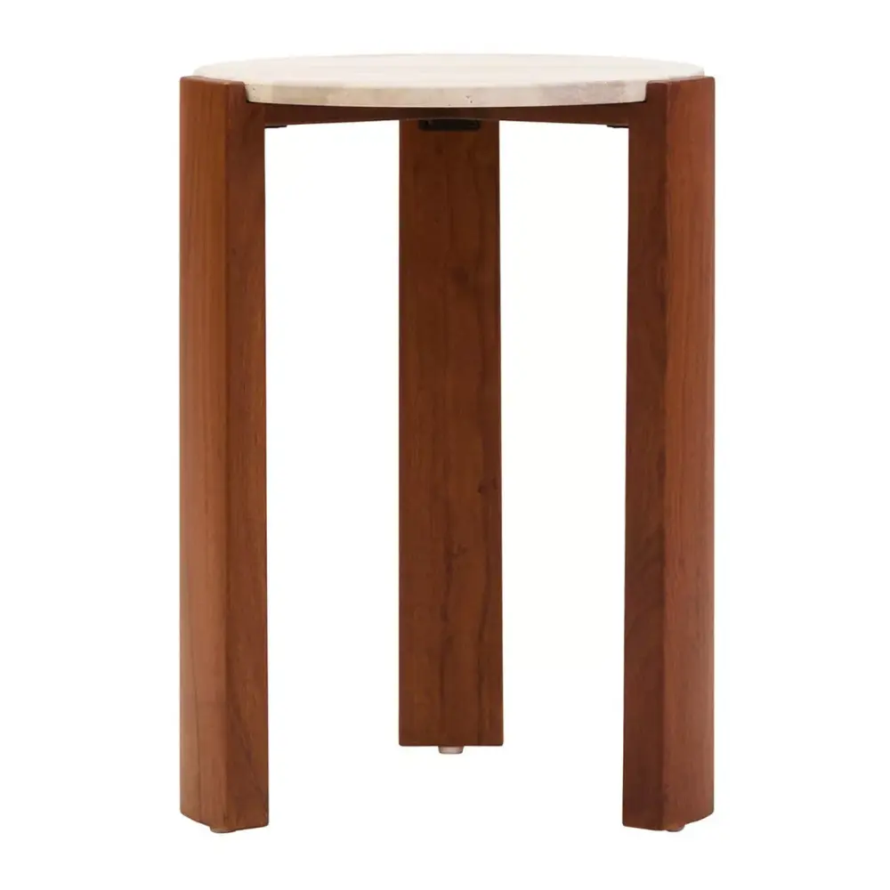 Palermo Round Top Side Table - Travertine