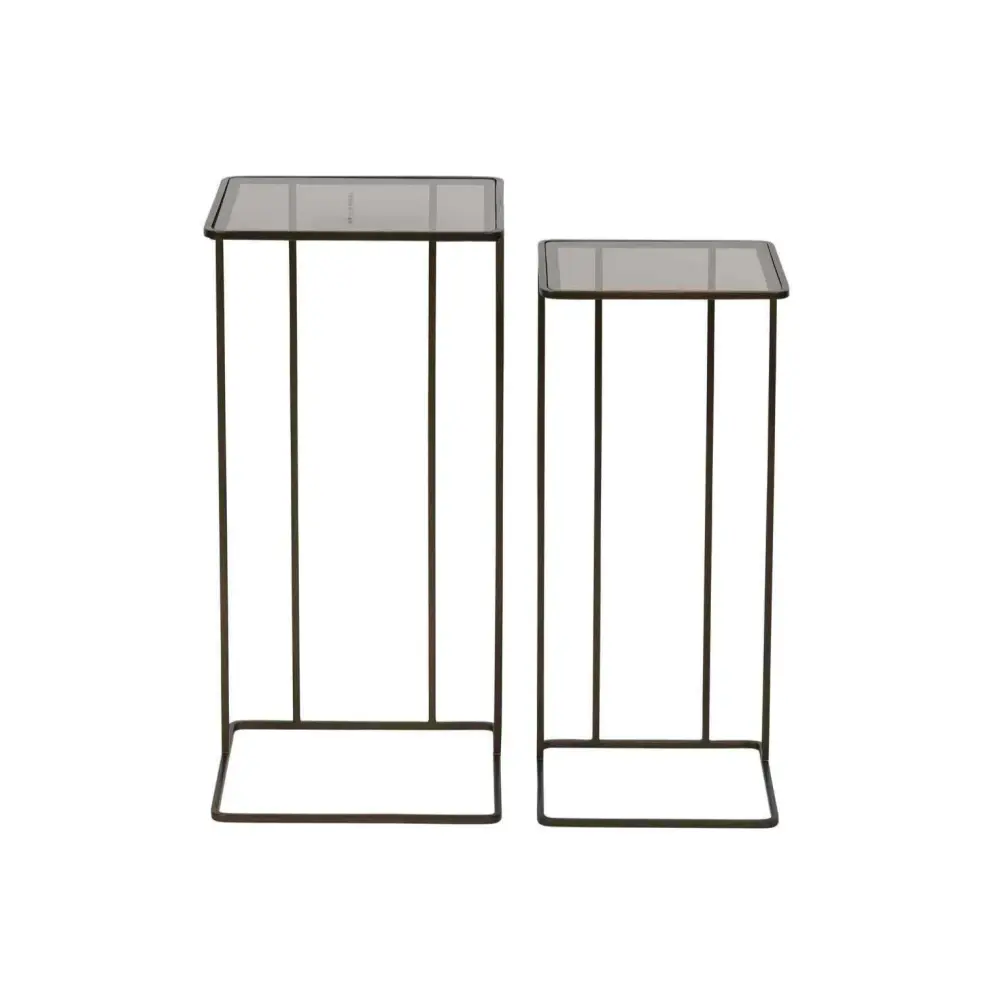 Salzburg Set 2 Side Tables - Glass & Metal