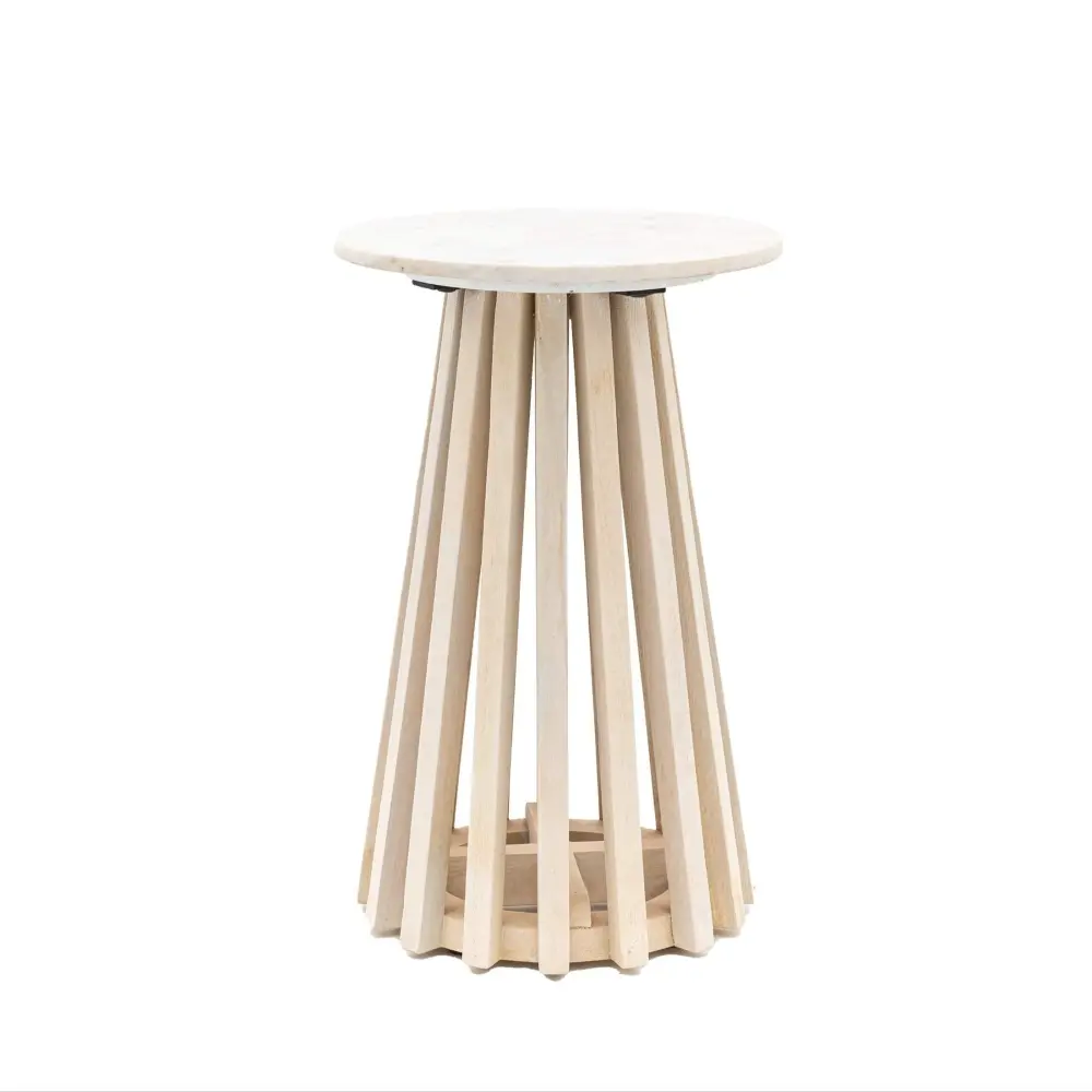 Sorrento Marble Top Round Side Table | Rust Resistant | Foldable