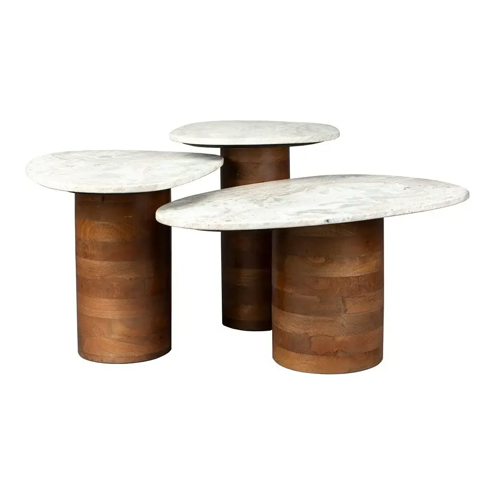 Suki Set 3 Side Tables - Marble