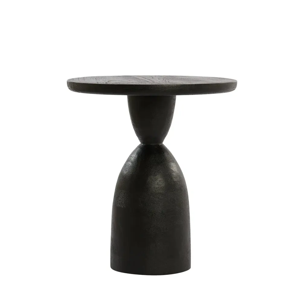 Torir Mango Wood Side Table - Matte Jet-black