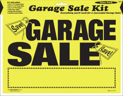 8 x 12 Inch Yellow and Black Garage Sale Kit Yard Sales Hillman