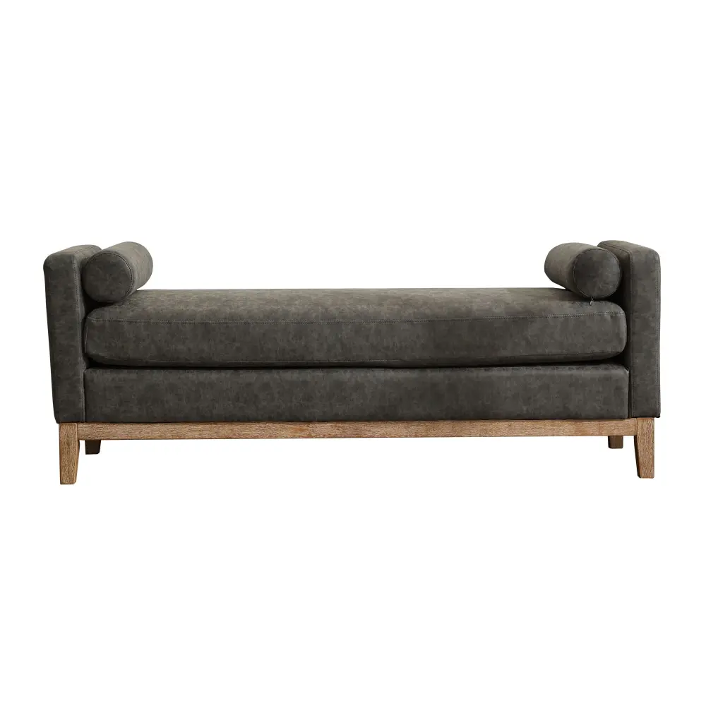 Elegant Upholstered Bench Daybed Ottoman Bolster Pillows