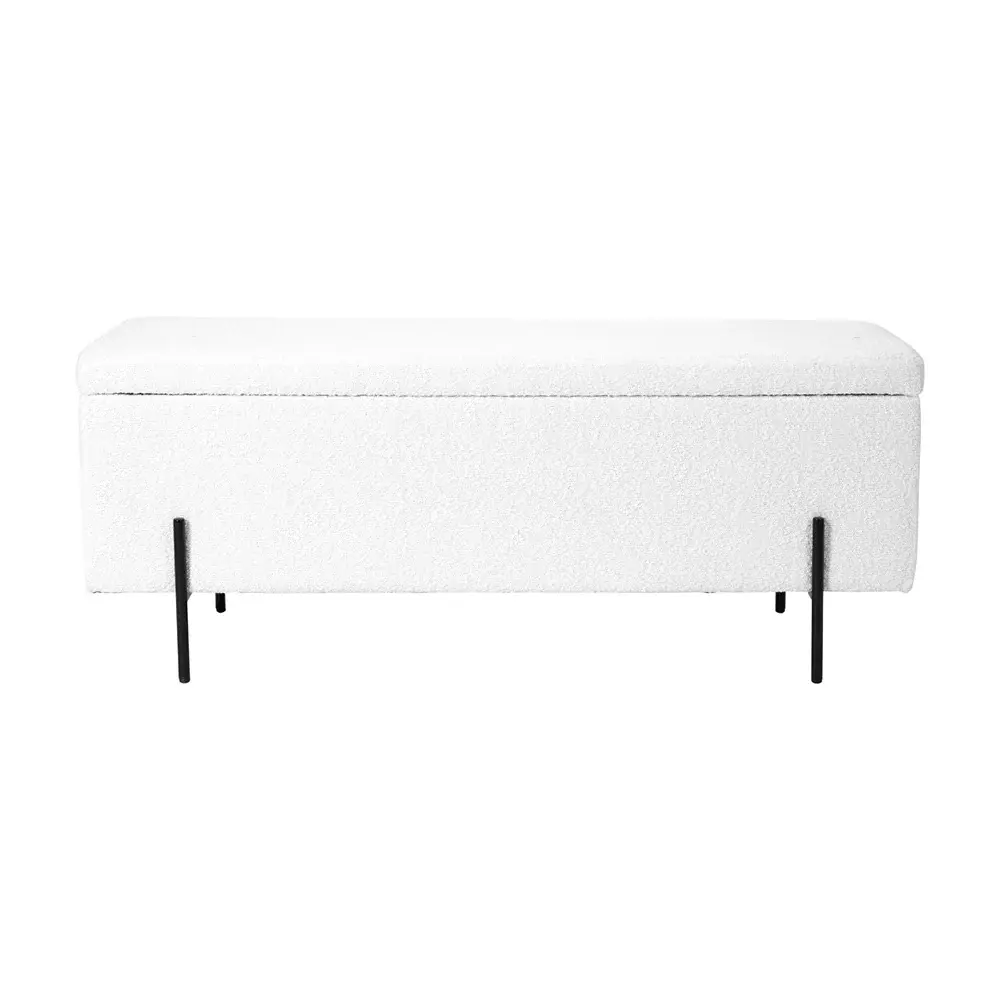 Maxie Boucle Storage Bench Midnight Legs