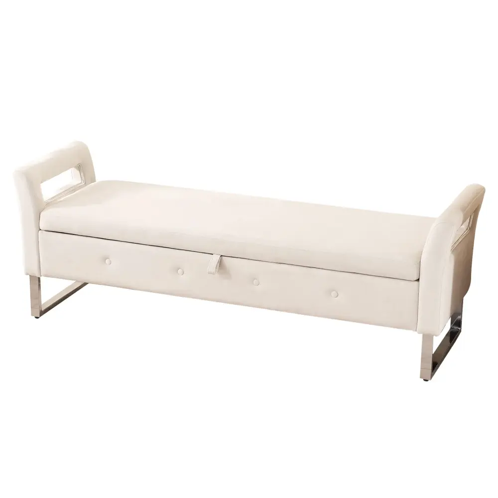 Wide Storage Soft Ottoman Bench Armrests