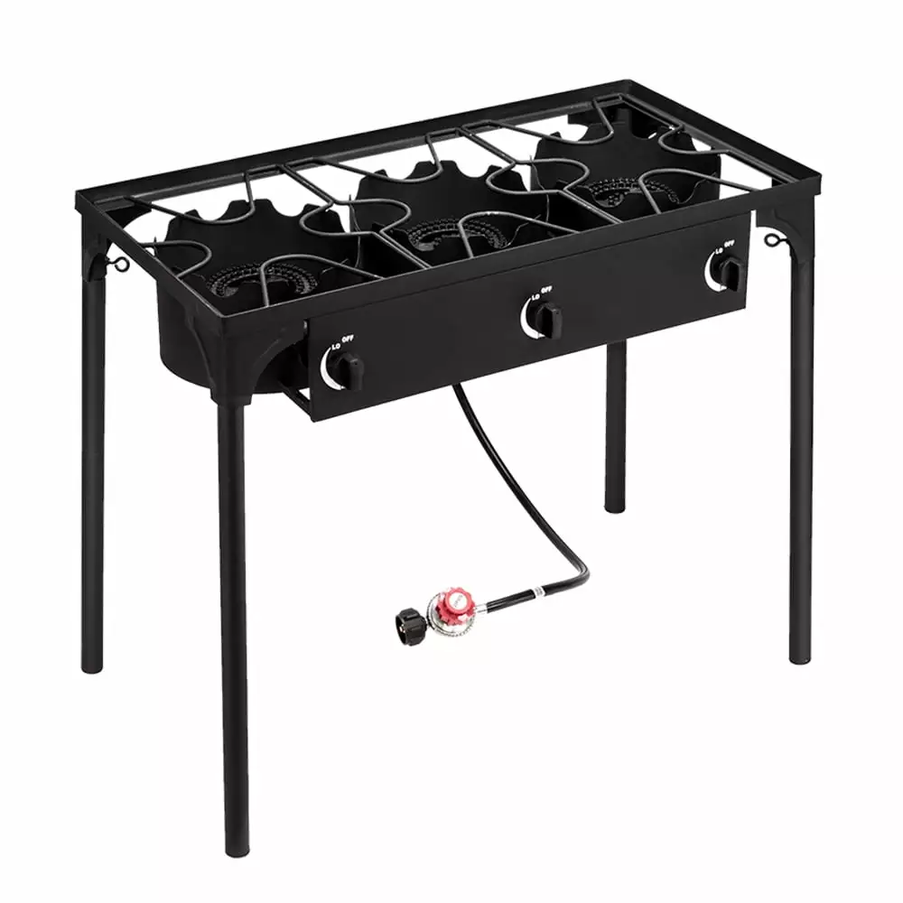 BaytoCare 225000BTU 3-Burner Outdoor Stove 0-20 Psi Regulator Black