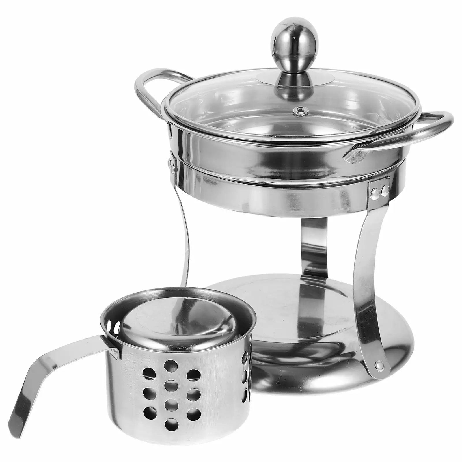 Stainless Steel Hot Pot Alcohol Outdoor Stove Camping and Restaurant Use PINXOR