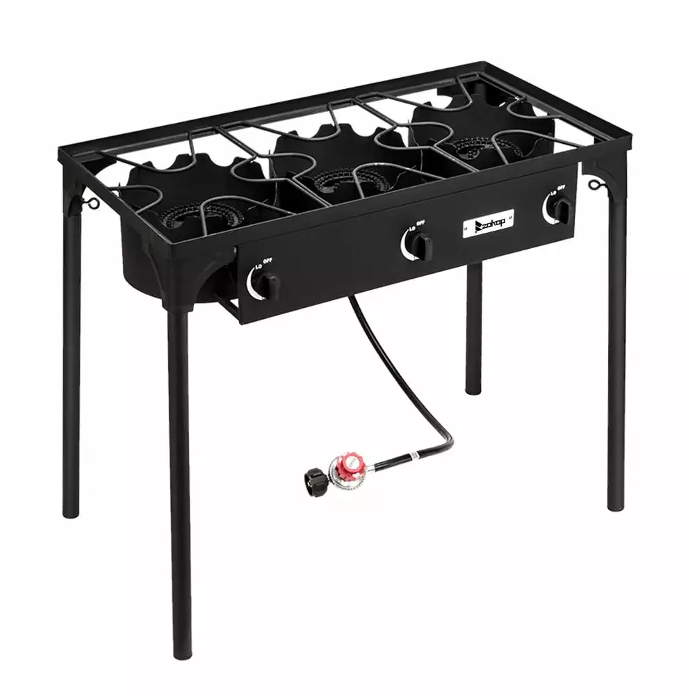 SamyoHome 225000BTU 3-Burner Outdoor Stove 0-20 Psi Regulator Black