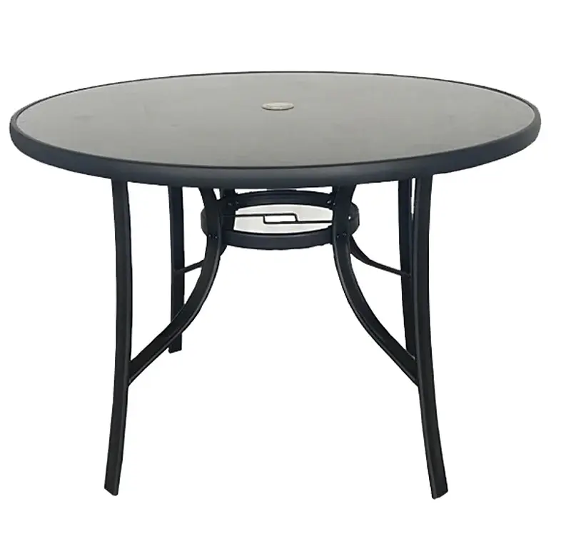 Seasonal Trends 50801 Table, 40 W, 28.35 H, Steel Frame, Round Shape Table, Glass/Steel Table, Ebony Table