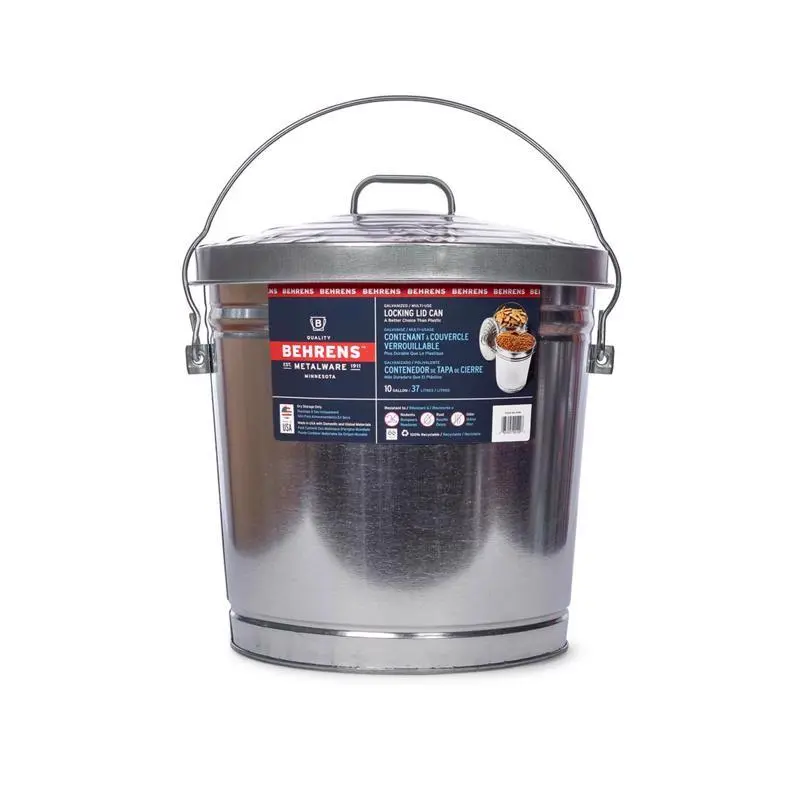 Behrens 10 gal. Galvanized Steel Garbage Can Lid Animal Proof and Resistant Pack 6
