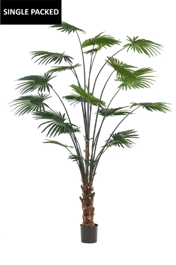 2 Pack Medium Faux Chinese Fan Plants Artificial Palm Livistona Decor