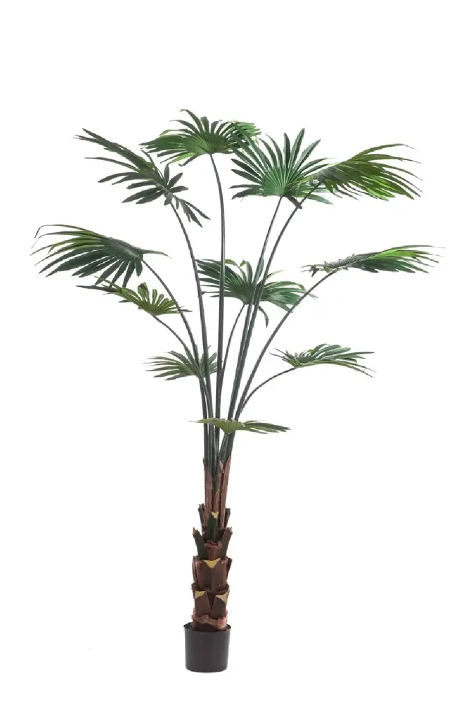 2 Pack Small Faux Chinese Fan Plants Artificial Palm Livistona Decor