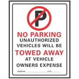 No Parking Sign Red Black Plastic 19 x 15 Inches Durable Outdoor Parking Sign Hy-Ko