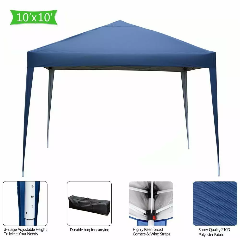 10x10 EZ Pop Up Canopy Outdoor Patio Wedding Party Tent Folding Gazebo NOBRAND