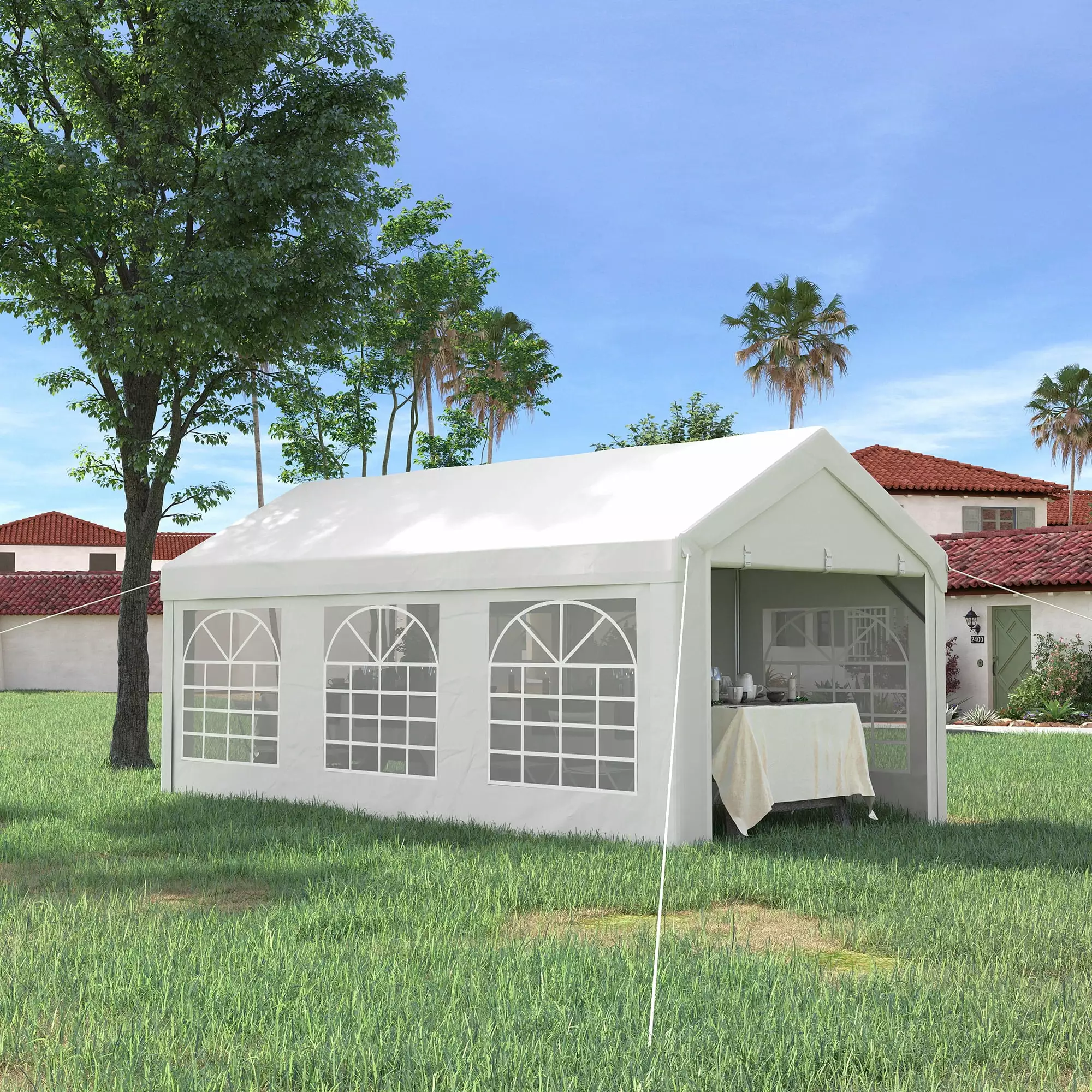 Outsunny 10ft x 20ft Party Tent and Carport Portable Garage Sidewalls Outdoor Events