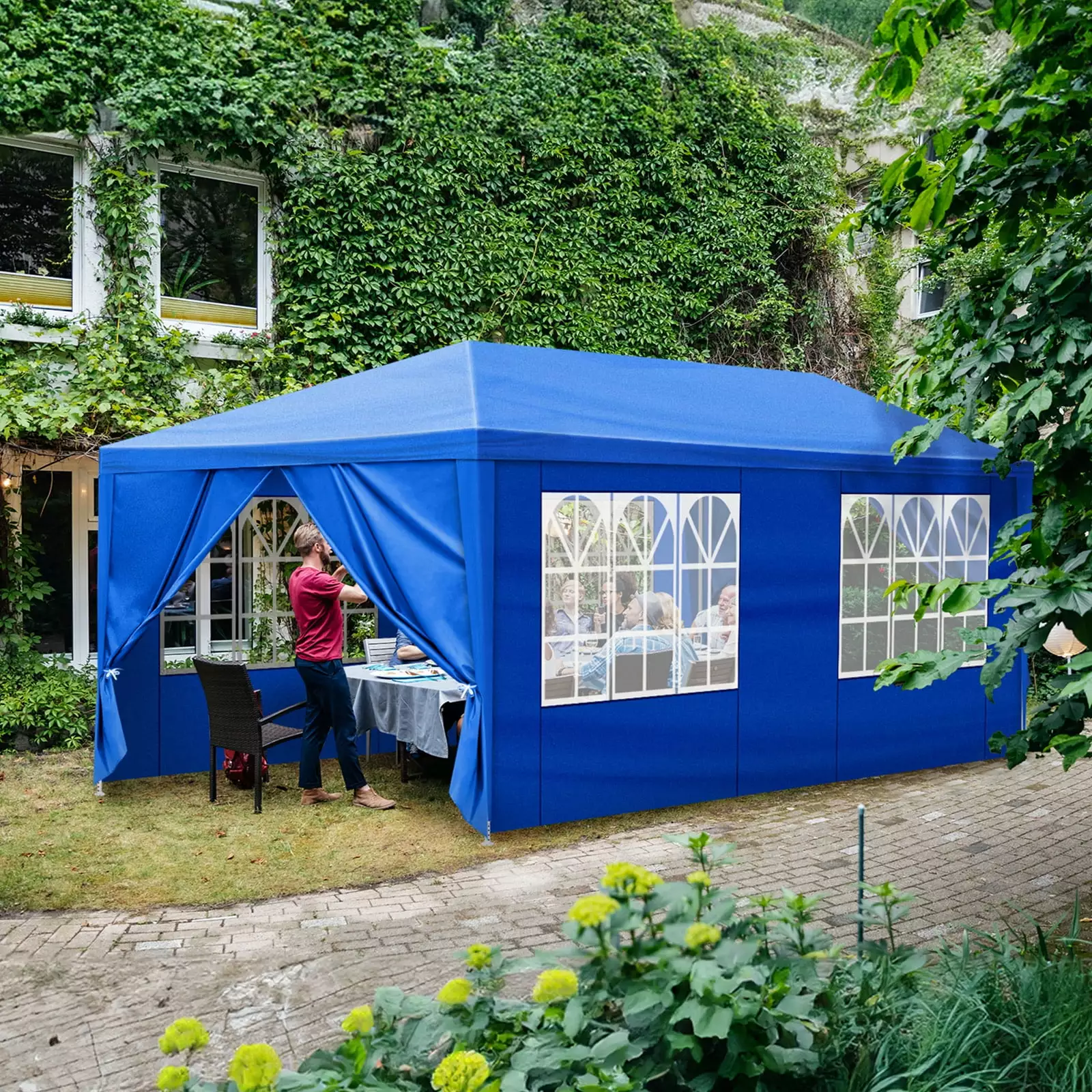 OverPatio Blue 10'x20' Canopy Party Outdoor Gazebo Tent 6 Sidewalls Weddings and Parties