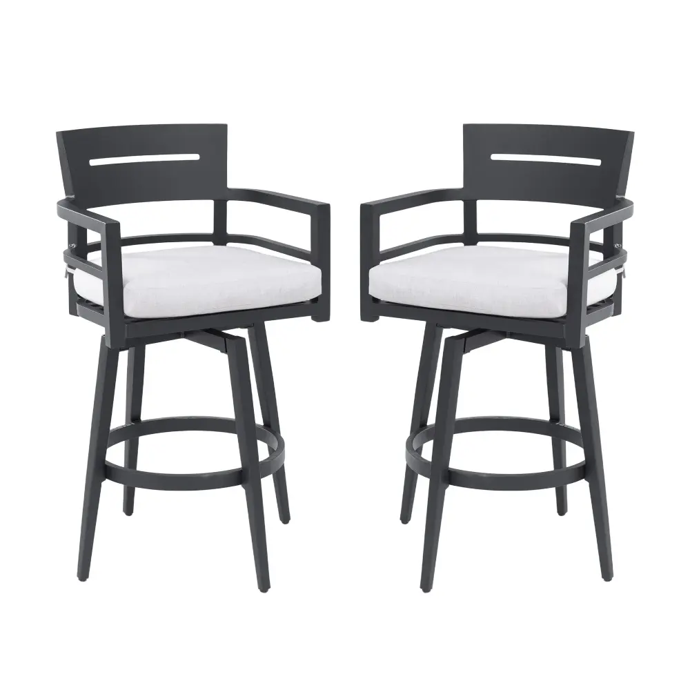 Outdoor Swivel Bar Chairs, 360 Degree Rotation, Ergonomic Backrest (Set 2)