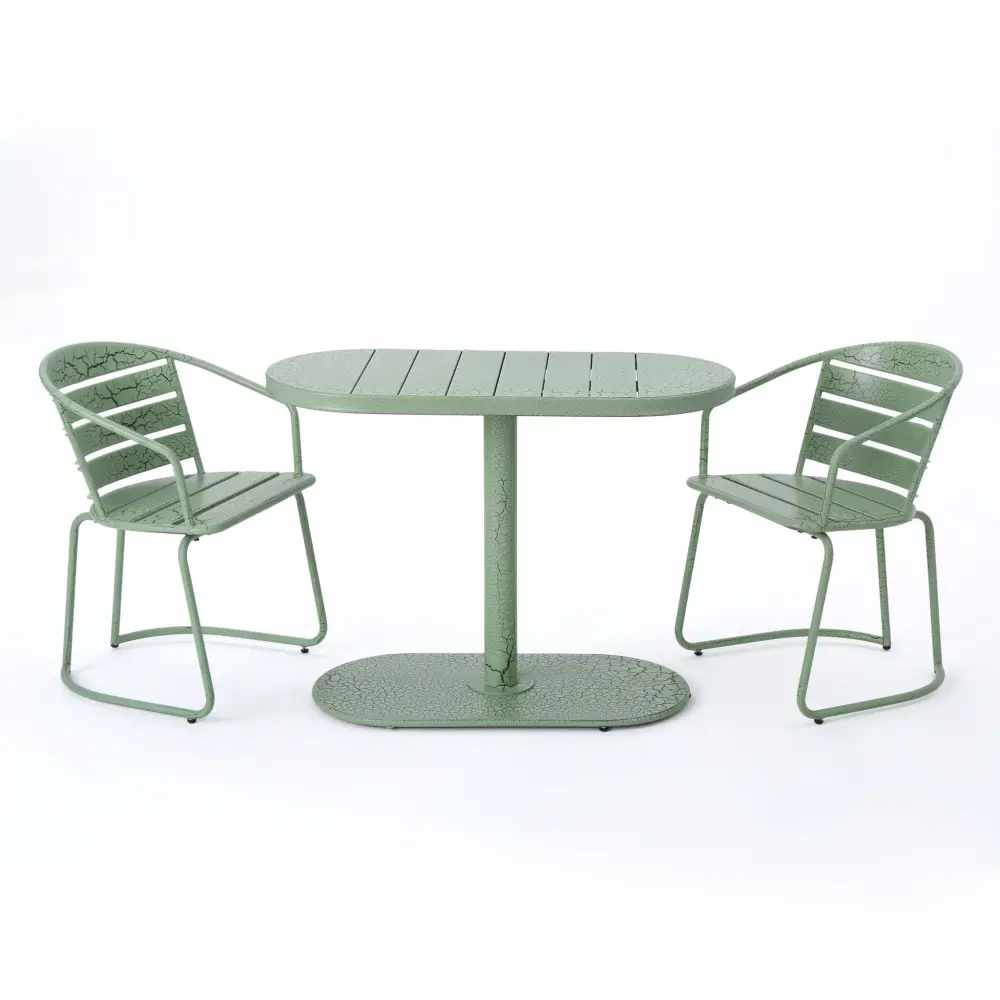 3 Piece Elegant Outdoor Bistro Set 2 Chairs And Oval Table