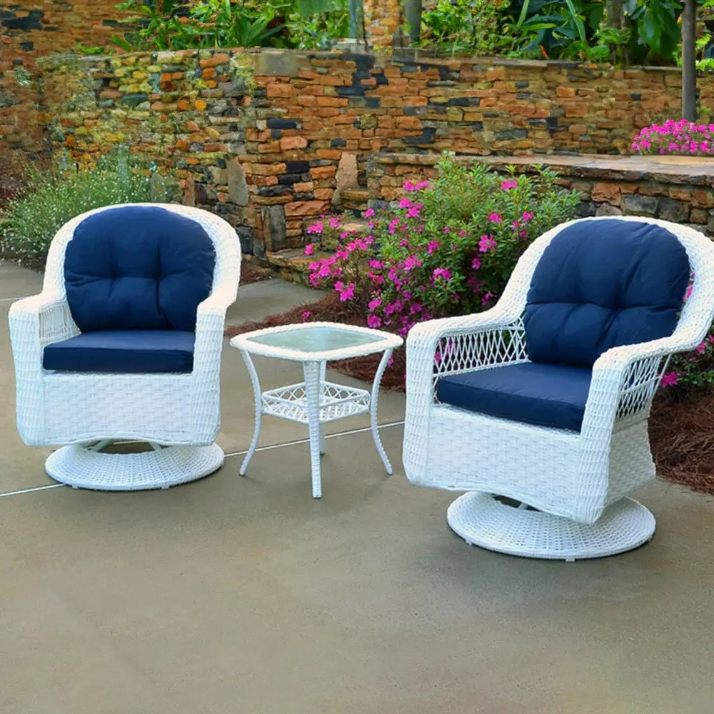 Swing Bench Biloxi Bistro Set - Outdoor Wicker Spin Chair and Table Set