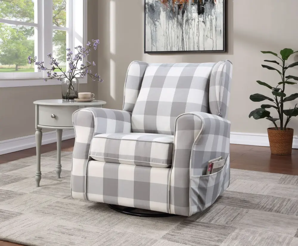 Patli - Glider Chair Swivel - Gray / Ivory