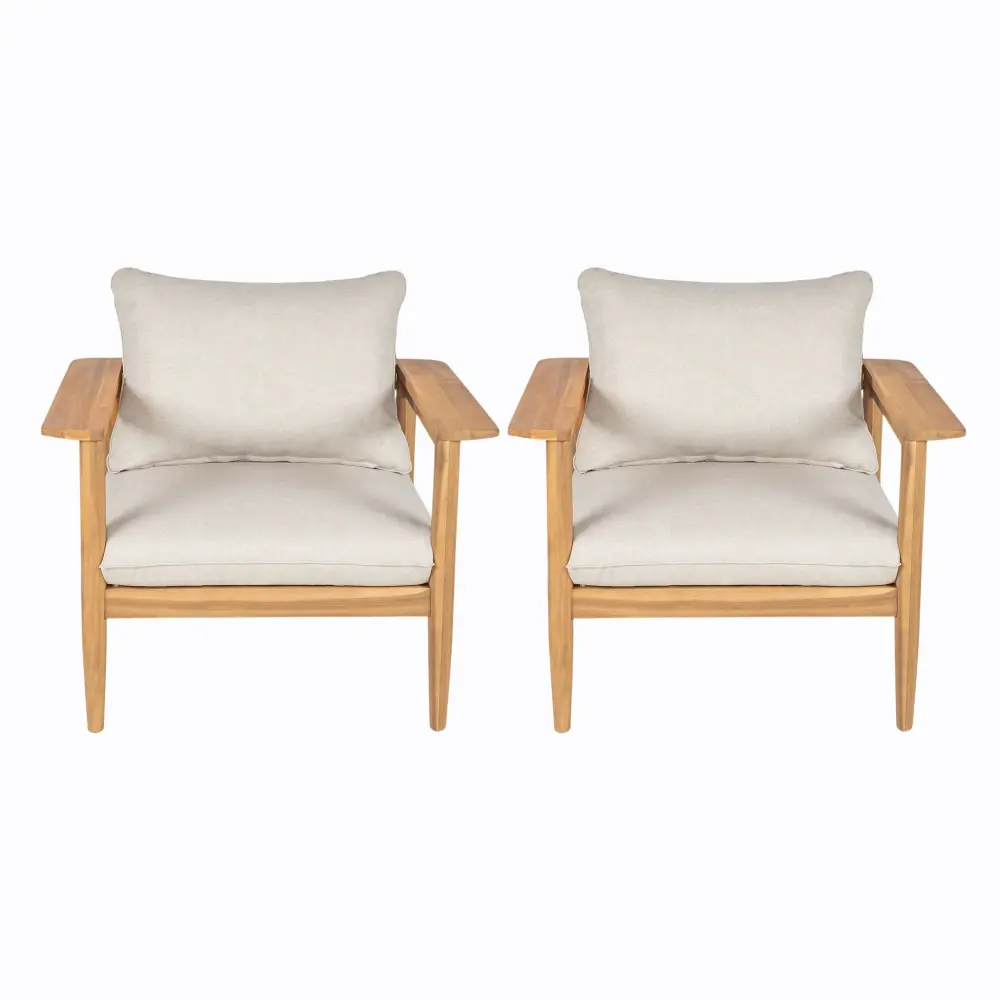 Terassi - Outdoor Lounge Chair (Set 2) Cushions - Beige / Light Teakwood