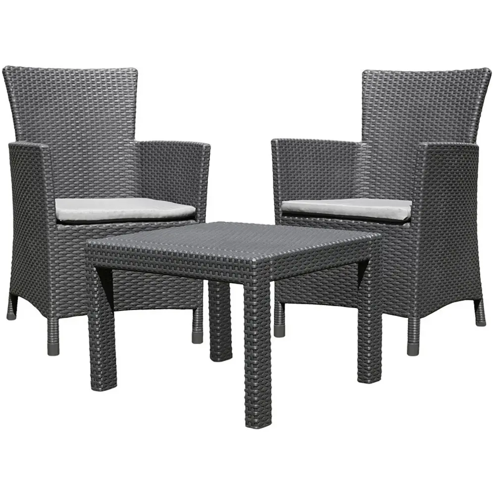 Curver Outdoor Rosario Balcony Graphite, Place Garden Furniture: 2 Chairs + Table Ottoman Included