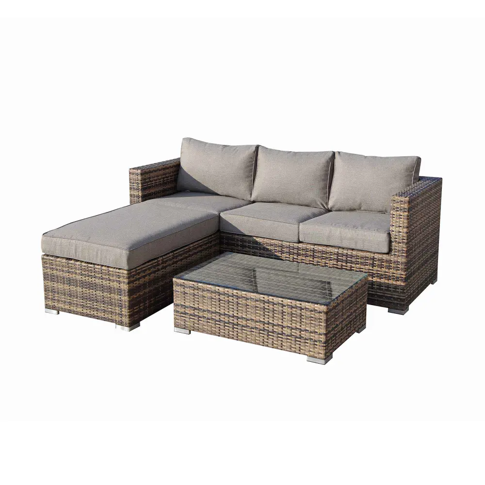 Delano Aluminium Lounge Conversation Set, 3 Pieces Ottoman Included