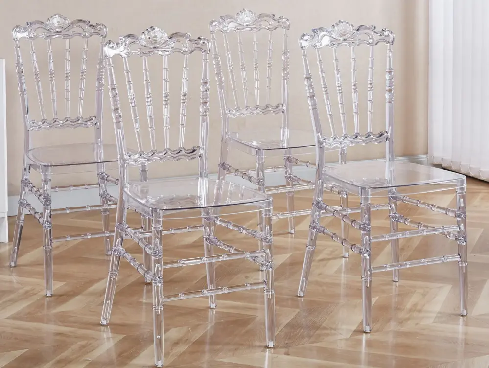 Dining Chair Plastic Seat, Welding Chair (Set 4) - Translucent