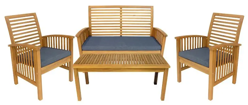 Leigh Country Sequoia TX 36430 Conversation Set, Acacia Hardwood, Wholesome, 4-Piece Ottoman Included