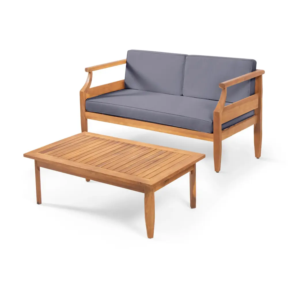 Lounge Chair Aston - 2 Piece Wood Outdoor Patio Conversation Seating Adjust Cushions