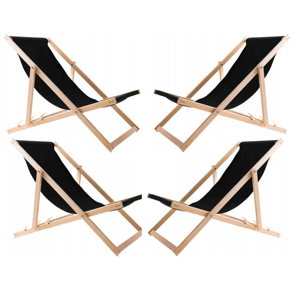 Modular Sectional Set 4 Onyx Wooden Deck Chairs: Ultimate Comfort Beach, Balcony, and Terrace Lounging