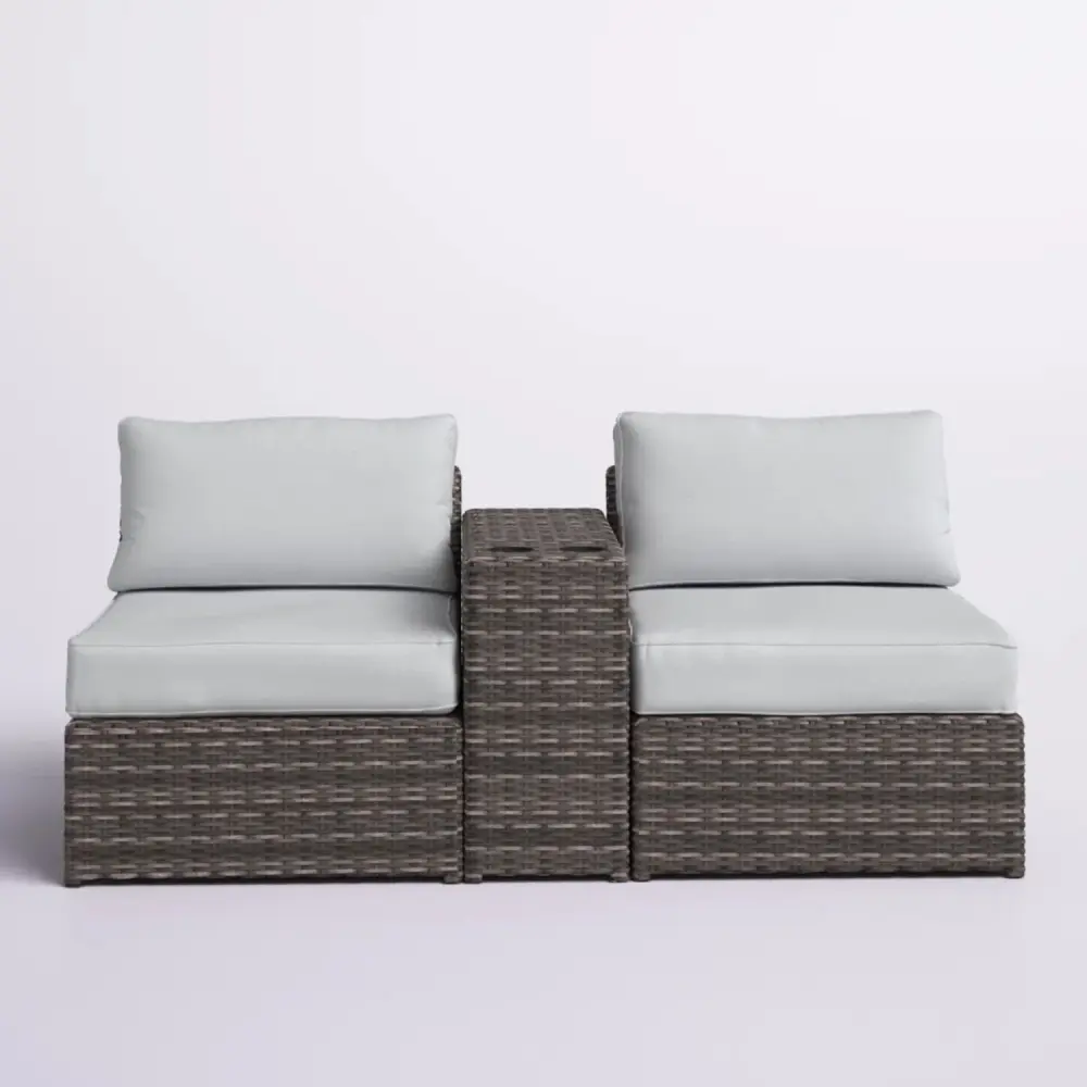 2 Person Wicker Conversation Place Cushions, Weather Resistant