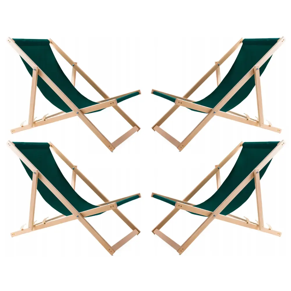 Set 4 Comfortable Forest Wooden Deck Chairs: Perfect Relaxation on Beach, Balcony, Terrace, and More