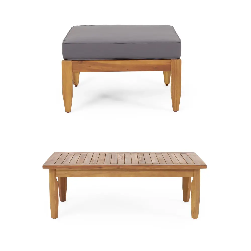 Urbanek - Acacia Wood Outdoor Conversation Set - Teakwood Sunbrella Cushions