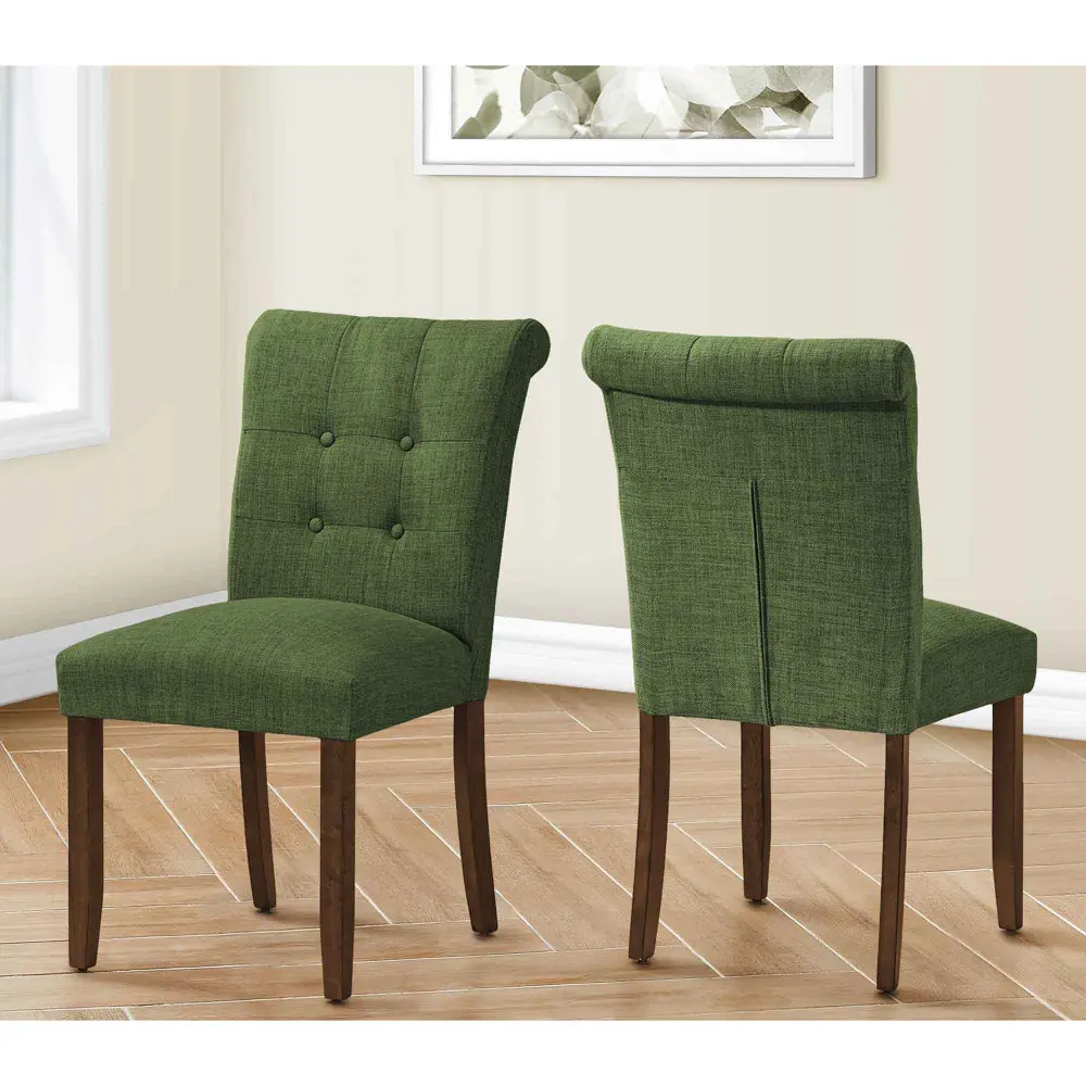 Fabric Dining Chair Adjust Walnut Wood Legs, 2 Units (Green) Conversation Pits