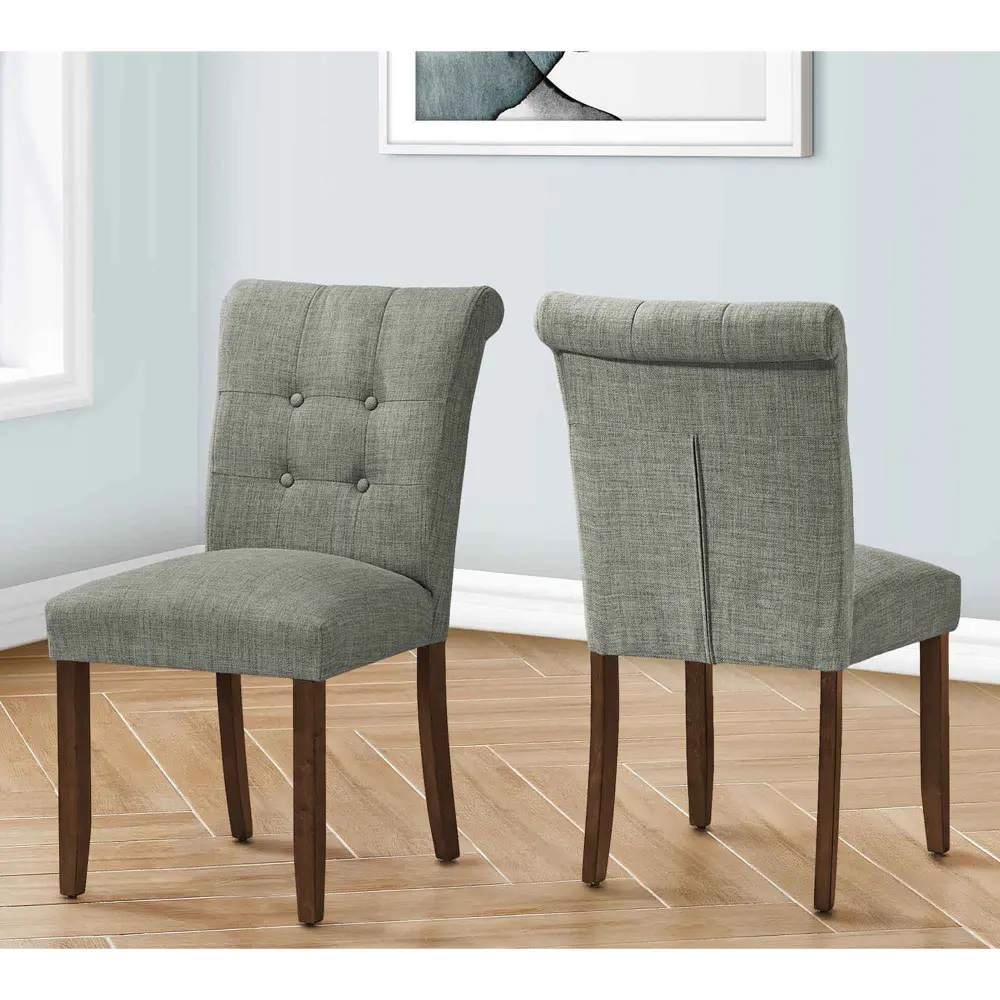 Fabric Dining Chair Adjust Walnut Wood Legs, 2 Units (Grey) Small Spaces