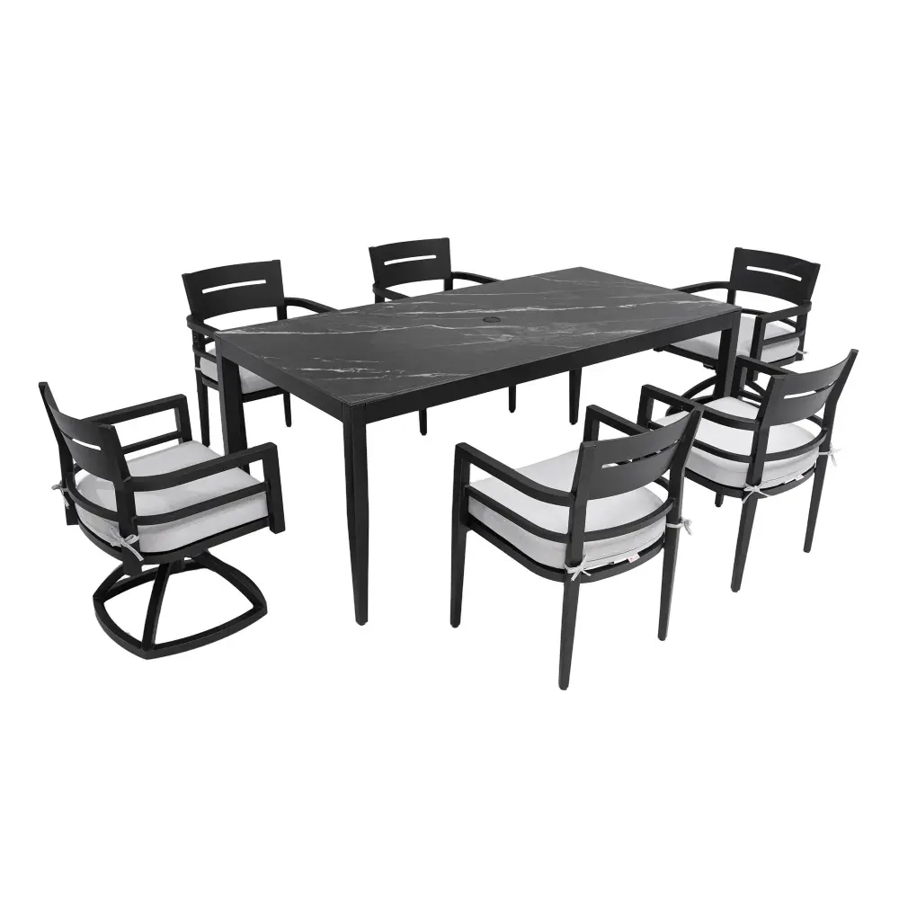 Modern Outdoor Patio Dining Adjust Table And Chairs Sunbrella Cushions