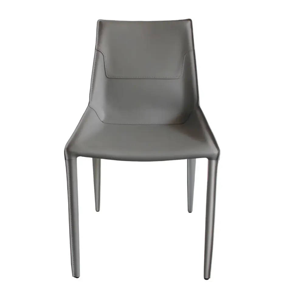 Modrest Halo - Modern Portable Grey Saddle Leather Dining Chair Set Two
