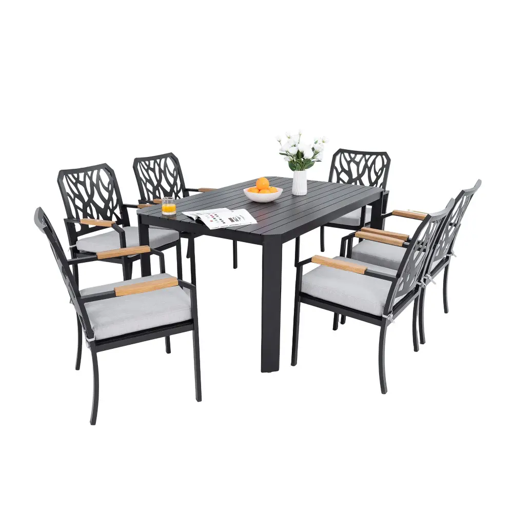Outdoor Patio Furniture Dining Place Sunbrella Fabric, Rectangular Table Umbrella Hole