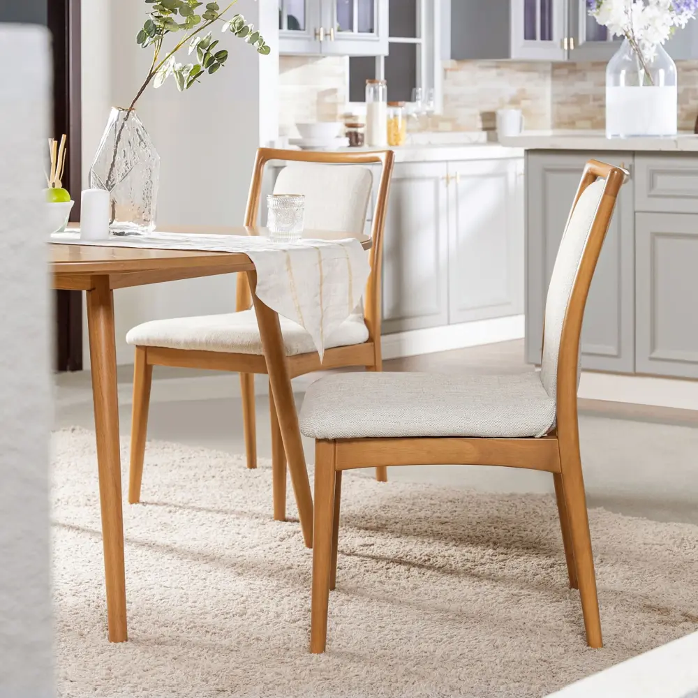 Scandi - Upholstered Dining Chair, Stain Resistant High (Set 2) - Natural Light Chocolate / White Pepper